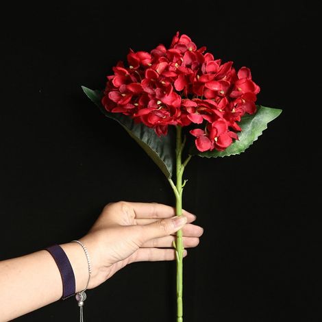 Hydrangea Artificielle - Résistante Aux UV - Pour Décoration Intérieure Et Extérieure - Fleur Synthétique En Silicone Et Tige En Fer Recouvert De Plastique - 1 Pièce (1/3)