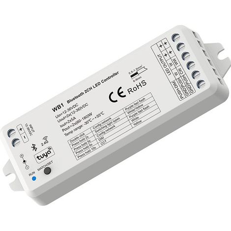WB1 2-Channel Constant Voltage Controller 12-36V DC 5A, Bluetooth + RF
