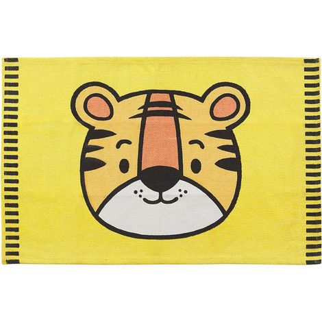 Alfombra amarilla 60 x 90 cm algodón motivo tigre alfombra infantil habitación de niños Ranchi