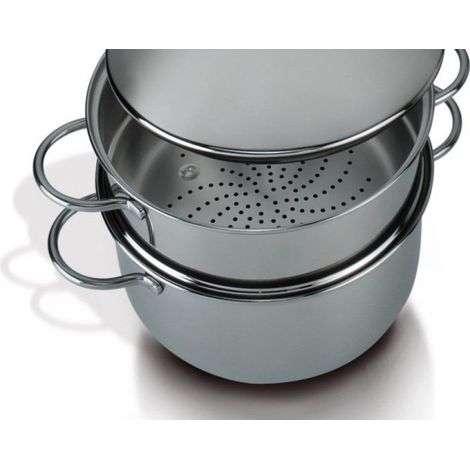 Barazzoni Vaporset Inox Set Cocción al Vapor 3 Piezas Acero Inoxidable 18/10 Diámetro 24 cm 4,5 L Inducción