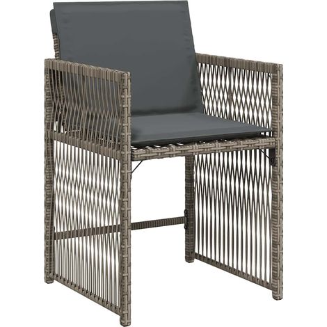 vidaXL Sedie da Giardino con Cuscini 4pz Grigio in Polyrattan (1/5)