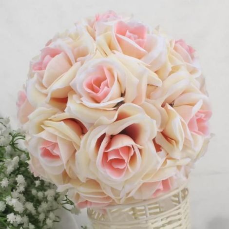 Bouquet de Rose Artificiel - Boule de Mariage Simulation Fleurs - Décoration Maison Salon Chambre Conférence - 15 cm x 21 cm - 50 g - 1 Pièce (1/4)
