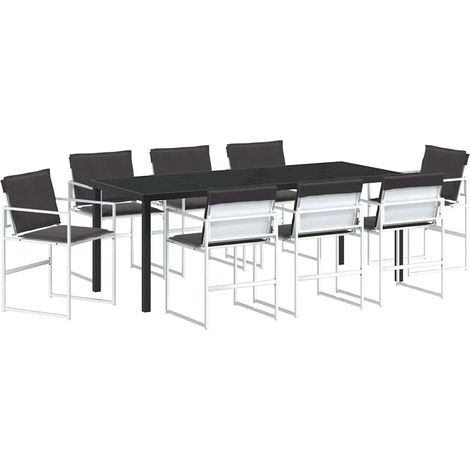 Maison Exclusive - Set da Pranzo per Giardino 9 pcs Bianco 200 x 80 x 73 cm