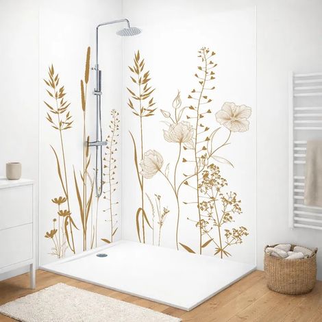99Déco – Pack de 2 panneaux de douche en PVC 90x220 cm et 120x220 cm – Profilés blanc – Épaisseur 3 mm – Installation rapide et facile (1/5)