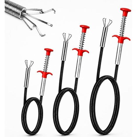 3Pcs Furet Deboucheur Canalisation,0.6M,0.9M Et 1.6M,Pince Telescopique Flexible,Outil À Griffes Longues Pour Éviers,Lavabos[RD105] (1/5)