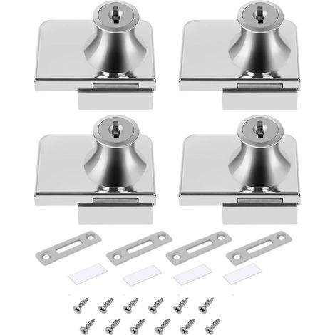 Serrures de Vitrine, 4 Pièces Glass Cabinet Vitrine pour Portes en Verre 5-8 mm, Serrure de Porte en Verre pour Maison et Magasins (1/5)