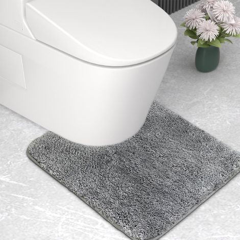 Tapis de bain en microfibre, Tapis de toilette, Tapis de bain super épais de 2 cm, Tapis de bain super absorbant 50x50 cm en forme de U, Gris (1/5)