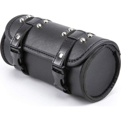 Motorrad Werkzeugtasche Mini PU Leder Lenker & Gabel Aufbewahrungstasche Schwarz (1/5)