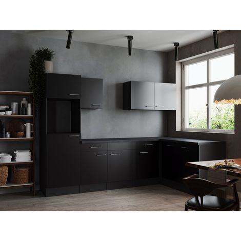 L Küche Leerblock Winkelküche Grau Matt Schwarz Oliver 280 x 172 cm Respekta