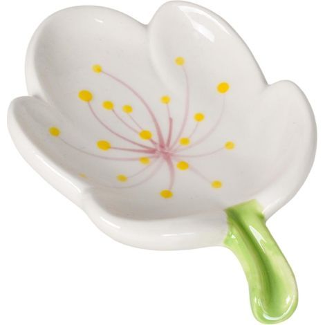 Porte-savon fleur en céramique, porte-savon avec drain mignon, porte-savon embellissements, porte-savon vide créatif pour cuisine, baignoire, évier et douche (tulipes, blanc) (1/5)