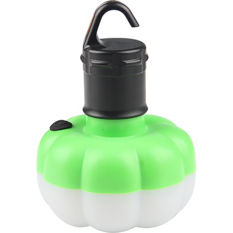 Lanterne de Camping LED Portative en Forme de Citrouille - Lumière d'Ambiance pour Tente Extérieure (Vert avec Crochet) (1/4)