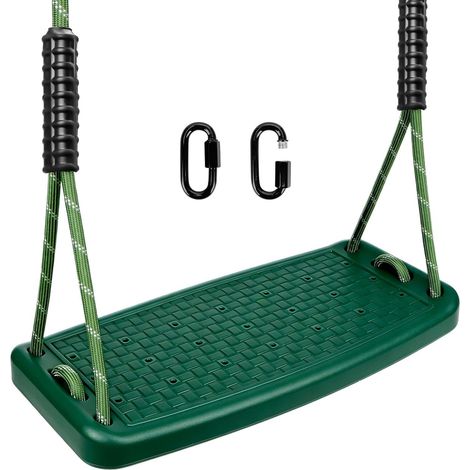 Balançoire Extérieure, Siège Antidérapant en Plastique, Corde Réglable 1,3–2 m et 2 Mousquetons, pour Aire de Jeux et Jardin, Convient aux Adolescents et Adultes, Vert, Capacité 100 kg (1/5)