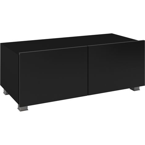 Wohnzimmer TV Lowboard mit 2 Türen, stehend oder hängend, in schwarz Hochglanz CAIRNS-132, B/H/T ca. 100/37/43 cm (1/3)