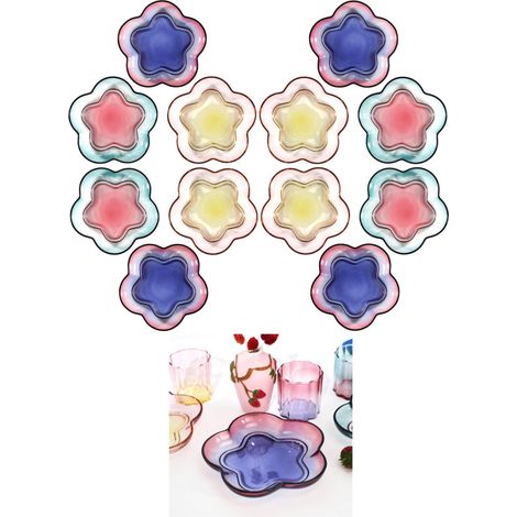 Lot de 12 Assiettes à Dessert en Verre Dégradé Multicolore D 19,3 cm - Etoiles - Livraison gratuite (1/5)