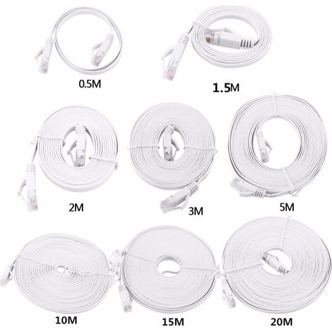 Câble Ethernet Plat CAT6 RJ45 0.5 à 20m - Haute Vitesse Réseau LAN UTP pour Routeur et Ordinateur