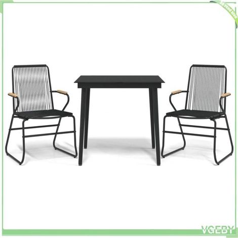 Ensemble à manger de jardin - FAFEICY - 3099215 - Rotin PVC anti-UV - Cadre acier - Table verre 80x80 cm (1/5)
