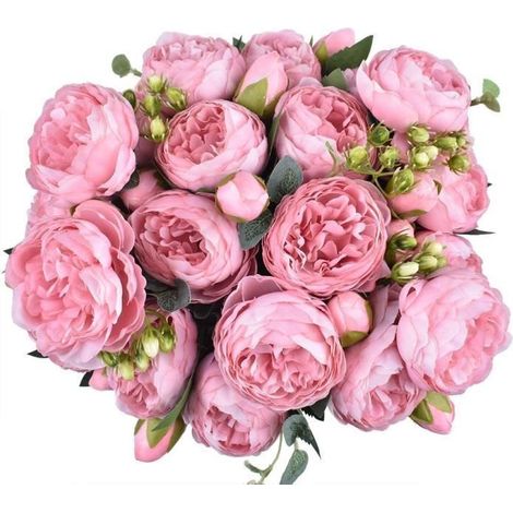 Bouquets de Fleurs artificielles en Soie Pivoine - BIGILANTUH - 4pcs - Rose - 29cm - Décoration de fête