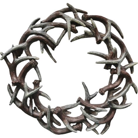 Couronne de bois de cerf artificiel rustique en résine marron 20 x 20 cm (1/2)