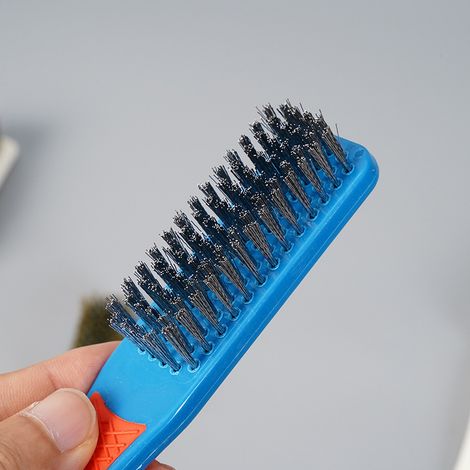 1Pc Brosse métallique en acier inoxydable de couleur aléatoire, avec poignée ergonomique, outil manuel pour retirer la rouille, les scories et la peinture (1/4)