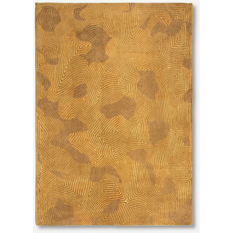 CORAL DESIGN - TAPPETO STRUTTURATO DA MEDITAZIONE - Prodotto in Belgio - Tessuto piatto jacquard meccanico - Rifinito a mano - Antiscivolo naturale - 100% poliestere - Jelly Gold - 280 x 390 CM (1/5)