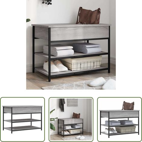 Flurbank - Schuhbank Grau Sonoma 70x42,5x50 cm Holzwerkstoff (1/5)