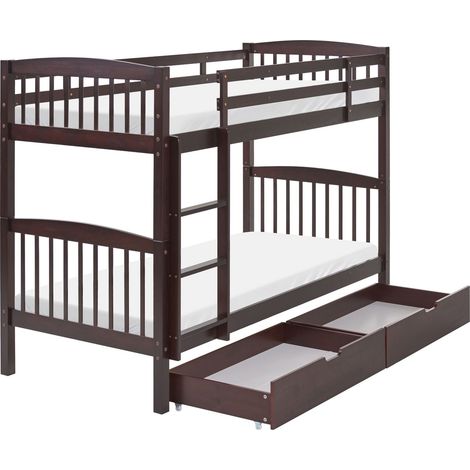 Letto A Castello 90 x 200 cm in Legno Scuro con Cassettiera Revin (1/5)
