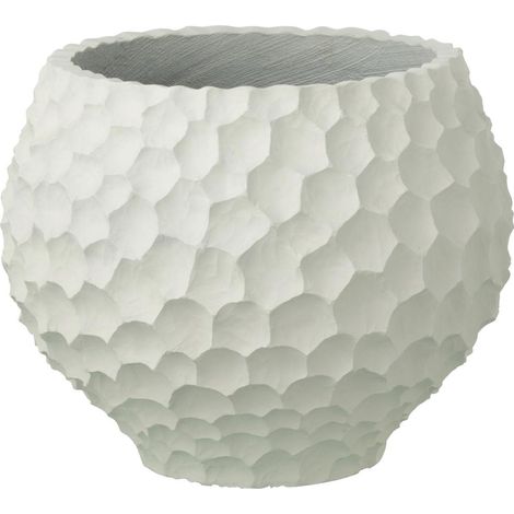 Cache-Pot Alvéolé en Ciment "Rocka" 39cm Blanc (1/3)