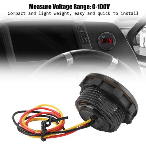 Digitales DC-Voltmeter 0-100V, wasserdichtes LED-Display für Auto, Motorrad und Boot, Spannungsmesspanel mit Digitalanzeige. (1/5)