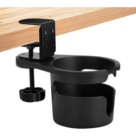 Porte Gobelet Bureau Rotatif 360° Support Tasse Réglable Hauteur pour Tables (Ép. 0 63mm) Anti Déversement Porte Gobelet Boisson Bouteille Gaming (1/5)