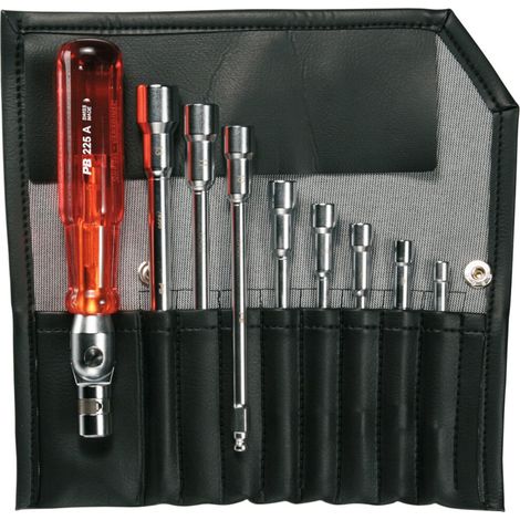 PB Swiss Tools Steckschlüssel-Sortiment, 9-teilig mit Umklappgriff im Etui, Anzahl Teile: 9 9 Stk