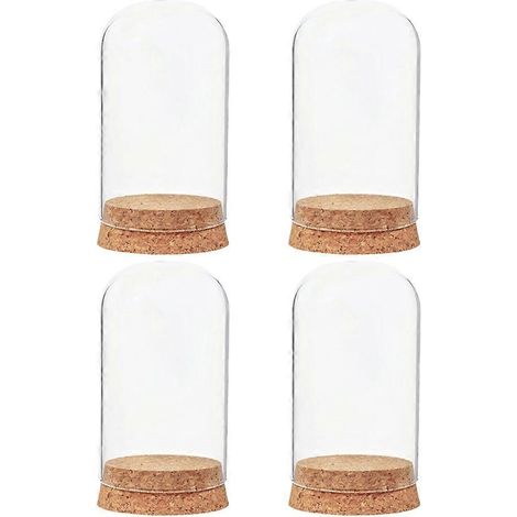 Cloche en verre transparent pour roses stabilisées, mini-cloche de présentation, idéale pour la Saint-Valentin. Décoration intérieure élégante et artistique, lot de 4. (1/5)