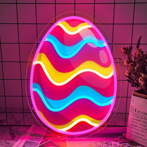 Néon Œuf de Pâques, LED, alimenté par USB, décoration murale, salon, maison, fenêtre, terrasse, chambre d'enfant, fête printanière (1/5)