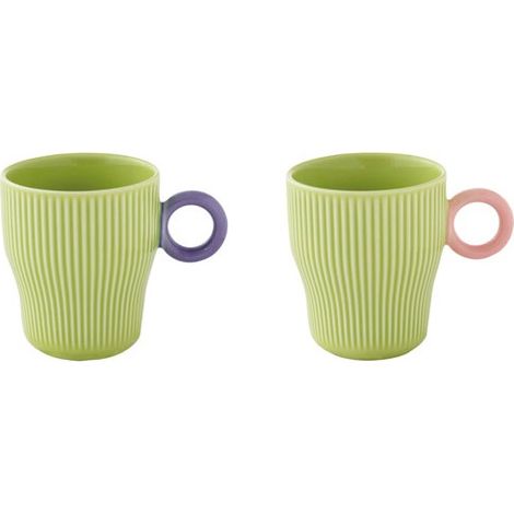 Set 2 Tazze di Caffè in Porcellana 90ml con Coperchio Twist & Match Verde - Pozzi Milano Spa