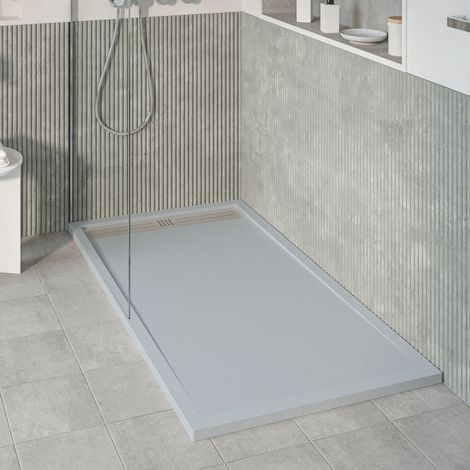 KOES - Plato de Ducha de Resina Modelo VOIGA – 90x130 – Azul bruma RAL 7035 (1/5)