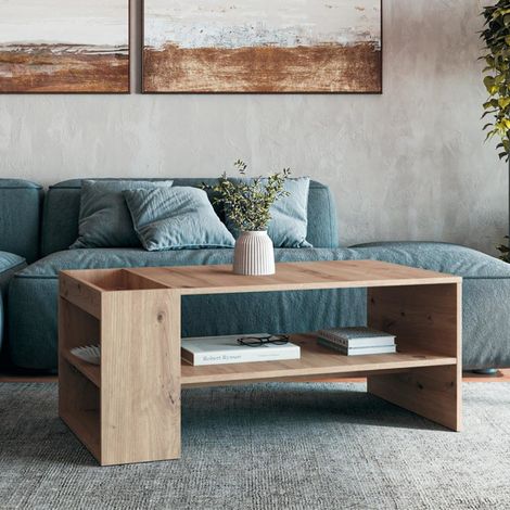 Table basse rectangulaire 100 x 55 cm couleur chêne artisanal LORIE (1/5)