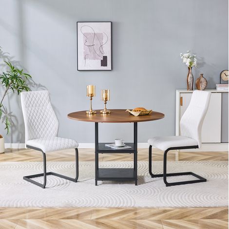 Runder Tisch-Stuhl-Satz 107 cm für 2 Personen, MDF und Metall, 3-teilig HAVRYA (1/5)