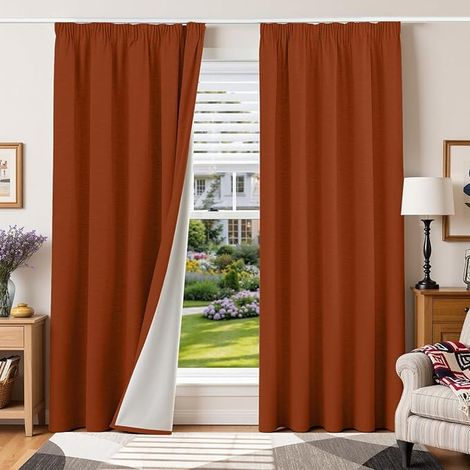 Blackout Thermal Linen Curtain with Ruffle Tape for Rail (1/5)