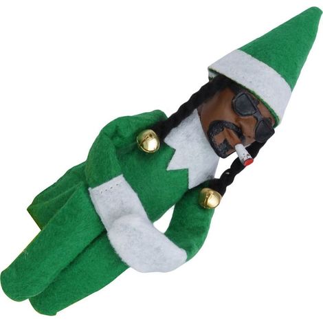 Snoop sur le perron - Poupée elfe de Noël, ornement décoratif en résine et feutre noir, style vert populaire. (1/5)