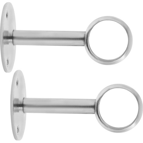 Support de tringle à rideau de douche UKCOCO, design rond, lot de 2, en acier inoxydable avec bride de fixation murale pour salle de bain. (1/5)