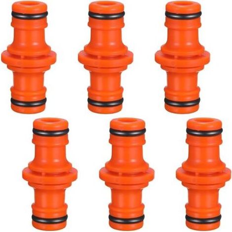 6 Pièces Double Connecteur de Tuyaux Mâles Raccords de Tuyaux pour Rejoignez le Tube de Tuyaux de Jardin (Orange) (1/5)