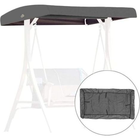 Toit de rechange imperméable pour balancelle de jardin 3 places – Dimensions 191x120x23cm – Tissu oxford durable – 4 poches renforcées (1/5)