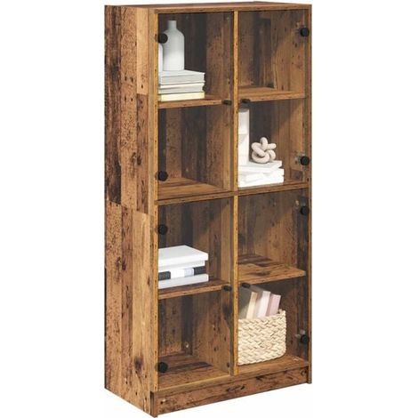 Meuble de Rangement Haut en Bois Style Rétro, Armoire Étagère 68 x 37 x 142 cm, Bois d'Ingénierie (1/5)