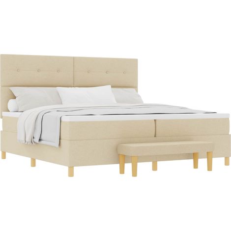 Maison Exclusive - Letto a molle con testiera Crema 200 x 200 cm Tessuto (1/5)