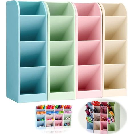 Set di 4 organizer da scrivania, portapenne multifunzionale in plastica per riporre pennelli da trucco, penne, materiale scolastico e da ufficio. (1/4)