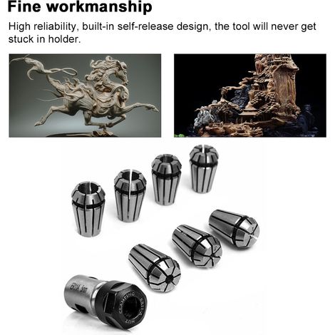 Jeu de pinces à ressort ER11 1-7 mm, 7 pièces, avec tige d'extension de support d'arbre moteur de 5 mm pour la gravure, le fraisage et le perçage. (1/5)