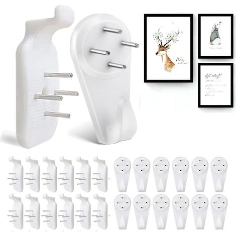 Attache Tableau Sans Percer 40 Pcs Crochets Non Trace Fixation Murale Muraux pour Cadre Photo, Kit de Suspension Tableaux, Crochet Mural Accrocher Photos, Miroirs - (1/5)