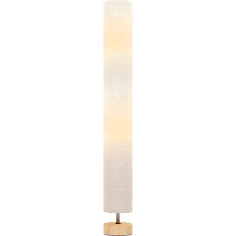 Lampadaire gris avec abat-jour lin, 2 x double E27, interrupteur à pied, 120 cm