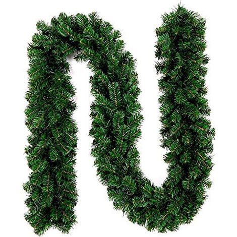 Guirnalda navideña de 2,7 m, PVC, ramas ajustables, para interior y exterior, color verde oscuro. (1/5)