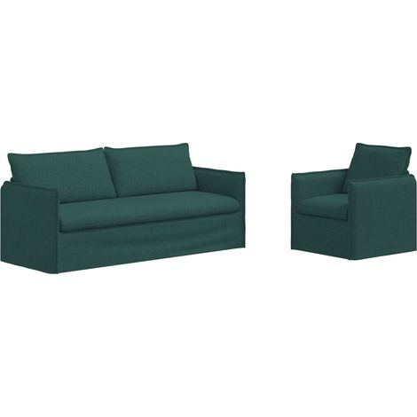 Ensemble de Canapés 2 pcs  Salon de jardin Vert foncé 196 x 82 x 85 cm Tissu