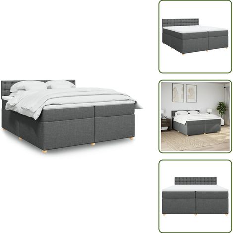 Sommier à lattes de lit avec matelas Gris foncé 200x200cm Tissu - Sommier À Lattes De Lit - Sommiers À Lattes De Lit - Lit - Meuble De Chambre À Coucher (1/5)